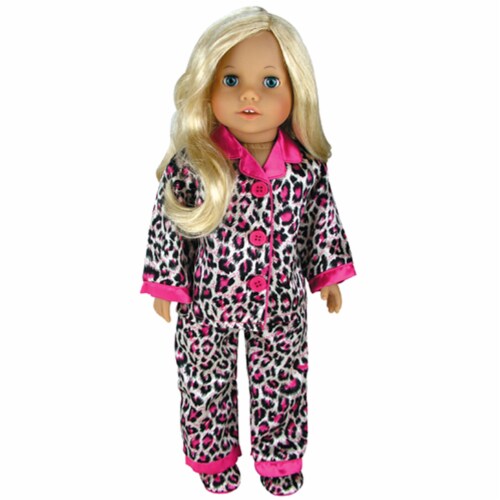 Sophia's Animal Print Pajama Set for 18 Dolls, Pink/Black Perspective: back
