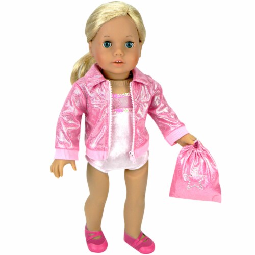 Sophia's - 18  Doll - Gymnastics Leotard & Nylon Jacket - Pink Perspective: back