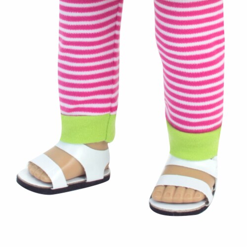 Sophia's Faux Leather Strap Sandals for 18  Dolls, White Perspective: back
