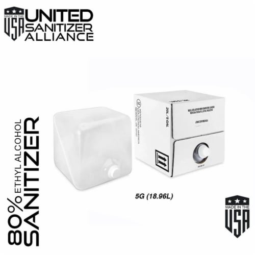 United Sanitizer Multipurpose Bulk Liquid Based Hand Sanitizer - 5 Gallon BOXED Perspective: back