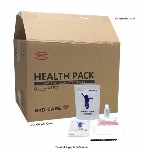 Health Pack All-in-One Personal Protection Kit (Case of 20 Kits) for Adults 12+ Years - White Perspective: back