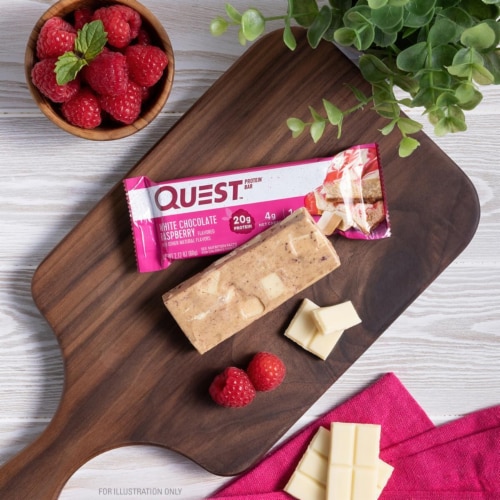 Quest White Chocolate Raspberry Flavor Protein Bars Perspective: back