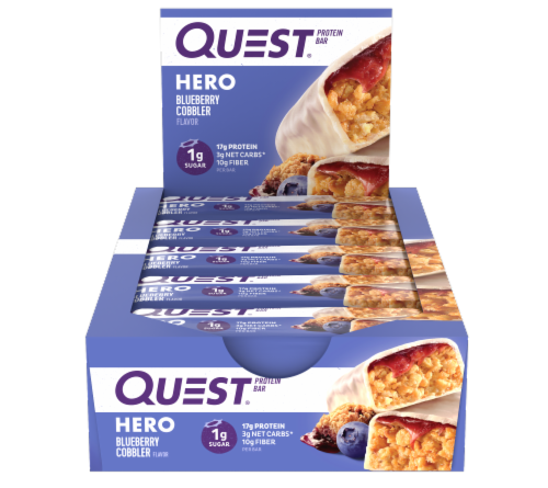 Quest HERO Blueberry Cobbler Protein Bars Perspective: back
