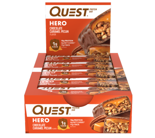 Quest® HERO Chocolate Caramel Pecan Protein Bars Perspective: back