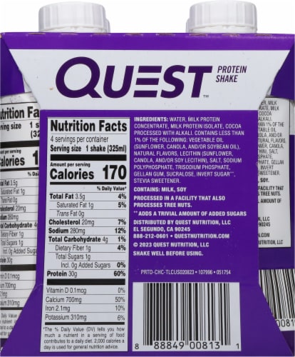 Quest™ Ready to Drink Chocolate Protein Shakes Perspective: back