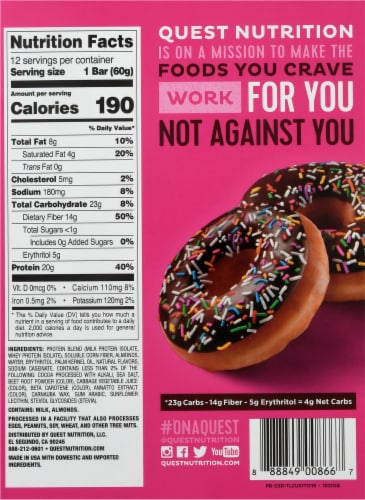 Quest® Chocolate Sprinkled Doughnut Protein Bars Perspective: back