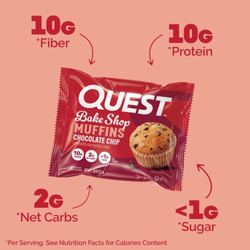 Quest Bake Shop Chocolate Chip Protein Muffins Perspective: back