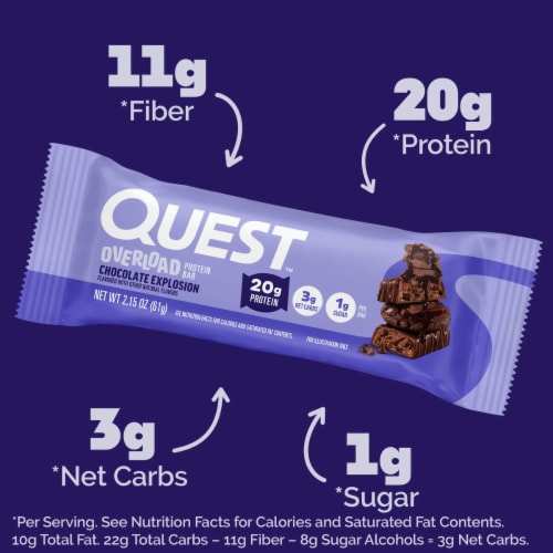 Quest™ Overload Chocolate Explosion Protein Bar Perspective: back