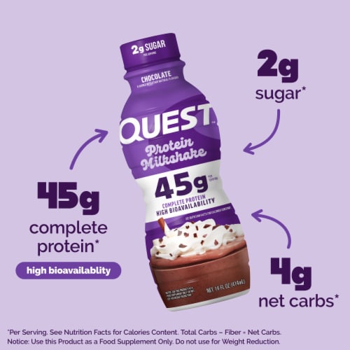 Quest Chocolate Protein Milkshake 14 fl oz Perspective: back