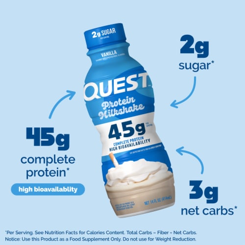 Quest Vanilla Protein Milkshake 14 fl oz Perspective: back