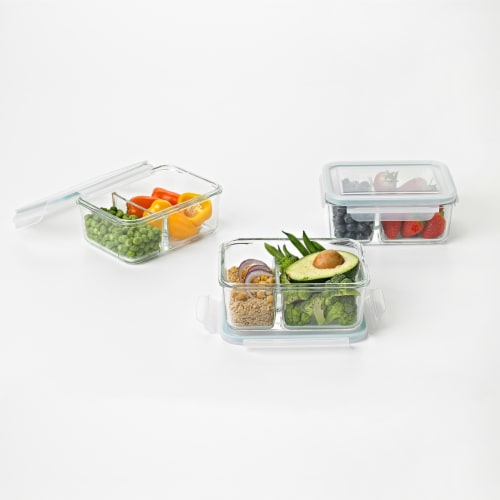 Glasslock Duo 3 Piece Clear Glass Microwave Safe Divided Food Storage  Containers, 1 Piece - Fry's Food Stores