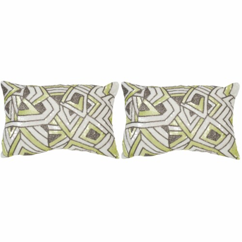 SAFAVIEH Ricci Art Deco Pillow Set of 2 Macaron Green Perspective: back