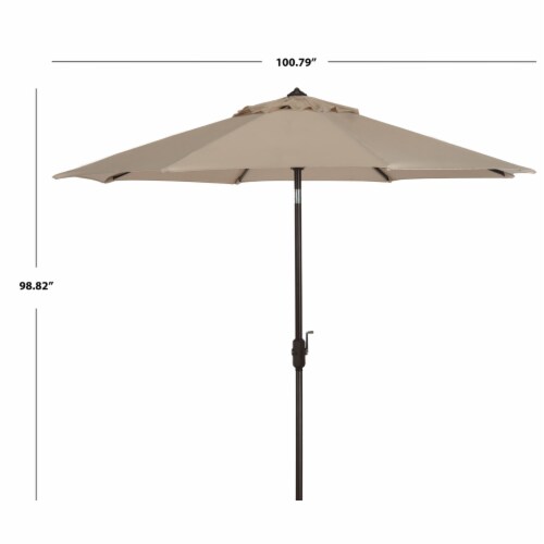 SAFAVIEH Outdoor Collection Ortega 9-Foot Tilt Crank Umbrella Beige Perspective: back