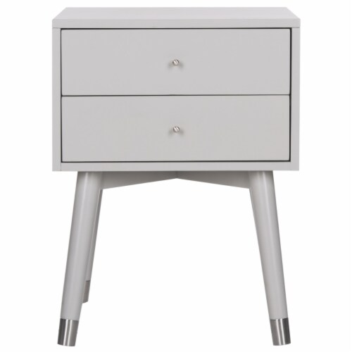 SAFAVIEH Lyla Mid-Century Retro Silver Cap Nightstand Grey / Silver Perspective: back