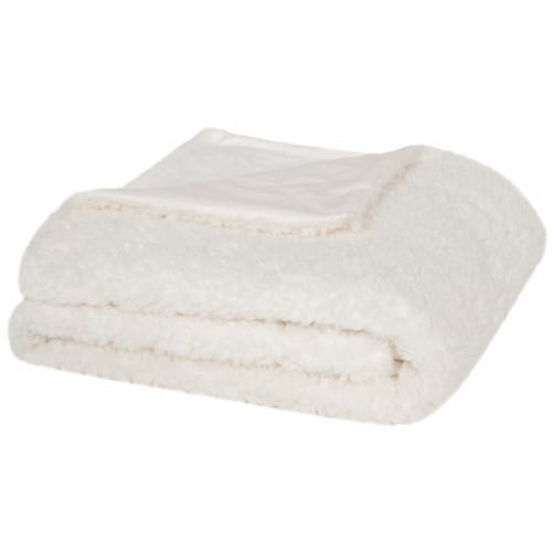 SAFAVIEH Marshmallow Throw Blanket Creme Perspective: back