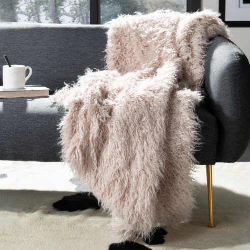 Safavieh Faux Sheepskin Throw Blanket - Taupe Perspective: back