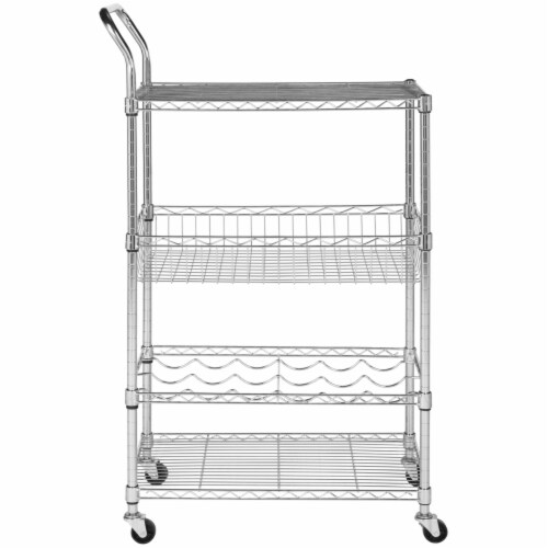 SAFAVIEH Carmen 4-Tier Chrome Wire Adjustable Cart Chrome Perspective: back