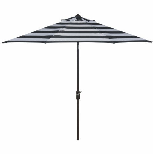 SAFAVIEH Outdoor Collection Iris Fashion Line 9-Foot Tilt Umbrella Black / White Perspective: back