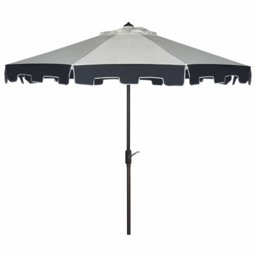 SAFAVIEH Outdoor Collection City Fashion 9-Foot Tilt Umbrella Beige / Navy Perspective: back
