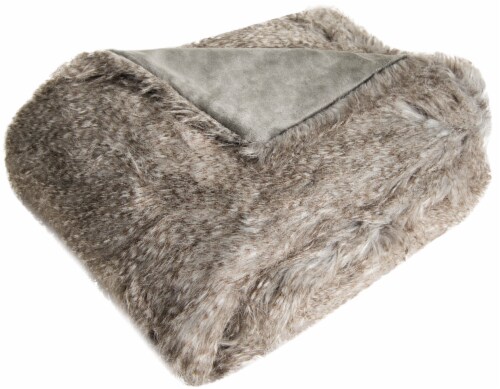 Safavieh Faux Luxe Peacock Throw - Grey Perspective: back