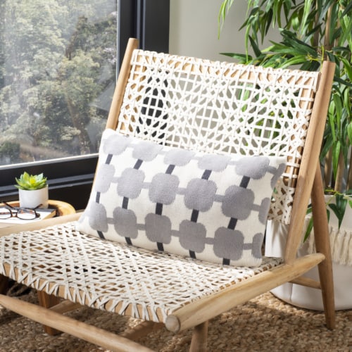 Safavieh Retro Square Pillow - Light Grey Perspective: back