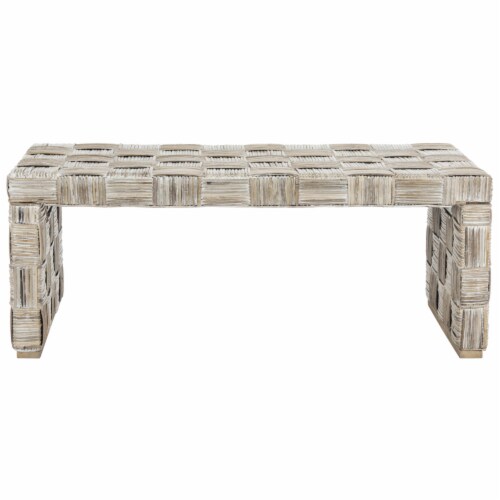 SAFAVIEH Adkin Rattan Coffee Table White Perspective: back
