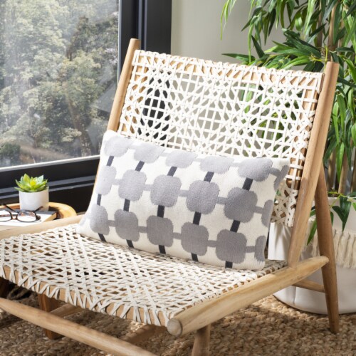 Safavieh Retro Square Pillow - Light Grey Perspective: back