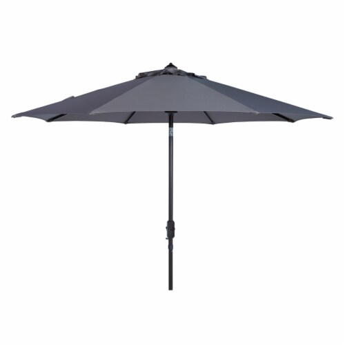SAFAVIEH Outdoor Collection Ortega 9-Foot Tilt Crank Umbrella Grey Perspective: back