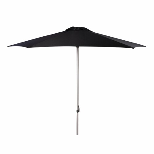 SAFAVIEH Outdoor Collection Hurst 9-Foot Push Up Umbrella Black Perspective: back