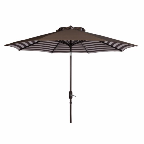 SAFAVIEH Outdoor Collection Athens Inside Out Striped 9-Foot Umbrella Brown/White Perspective: back