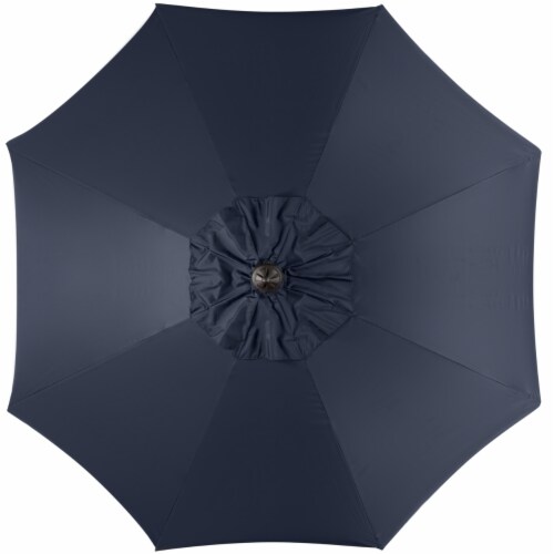 SAFAVIEH Outdoor Collection Venice Single Scallop 9-Foot Tilt Umbrella Navy/White Perspective: back