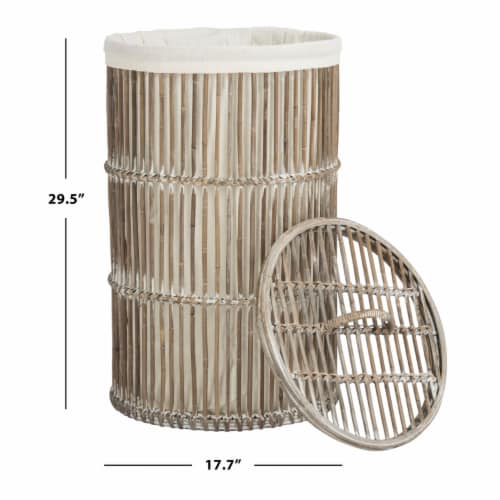 Safavieh Libby Rattan Laundry Baskets - White Perspective: back