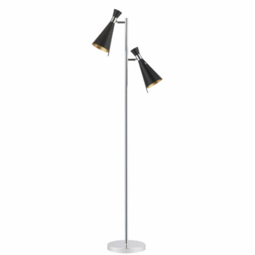 SAFAVIEH Efisio Floor Lamp | Chrome / Black | Perspective: back