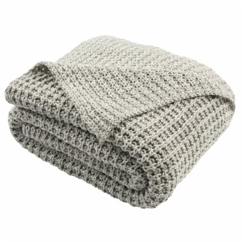 Safavieh Haven Knit Throw Blanket - Light Grey Perspective: back