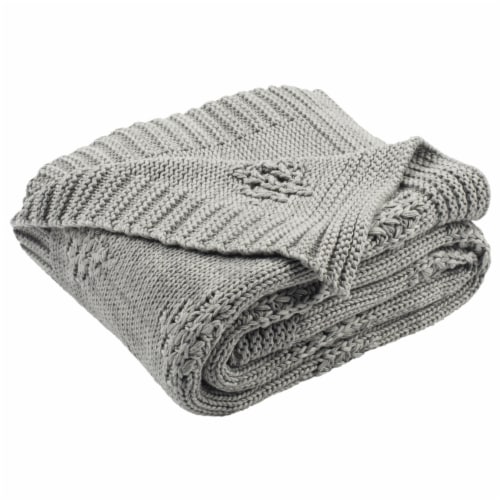 Safavieh Cozy Knit Throw Blanket - Medium Gray Perspective: back