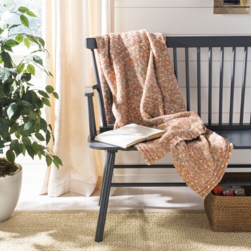 Safavieh Darling Knit Throw Blanket - Mustard/Ivory Perspective: back