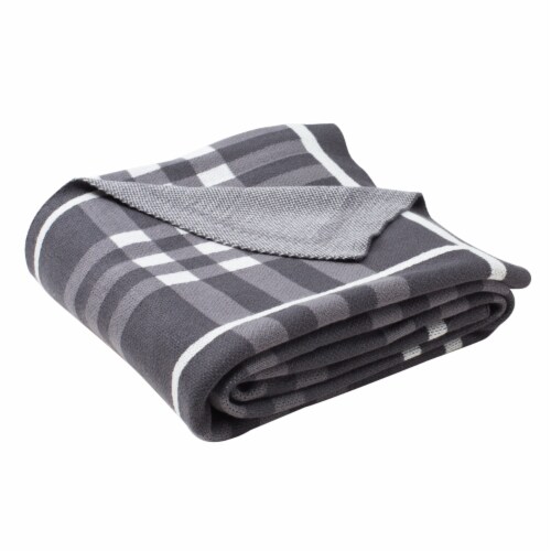 Safavieh Unity Gingham Knit Throw Blanket - Dark Gray Perspective: back