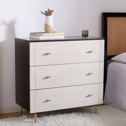 SAFAVIEH Genevieve 3 Drawer Dresser Black White Washed 1 unit