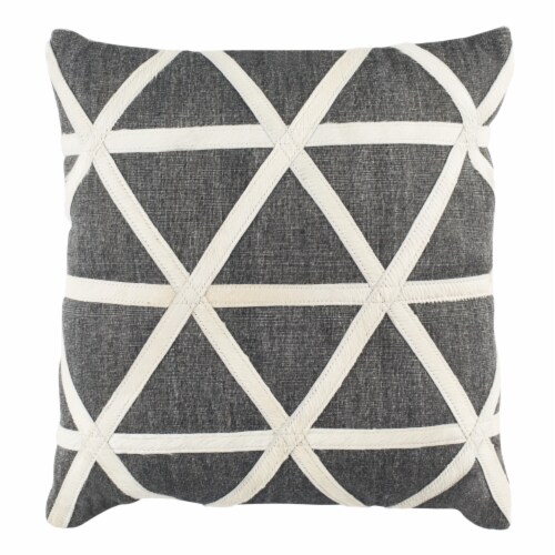 SAFAVIEH Viola Cowhide 20 x 20 Pillow Grey Perspective: back