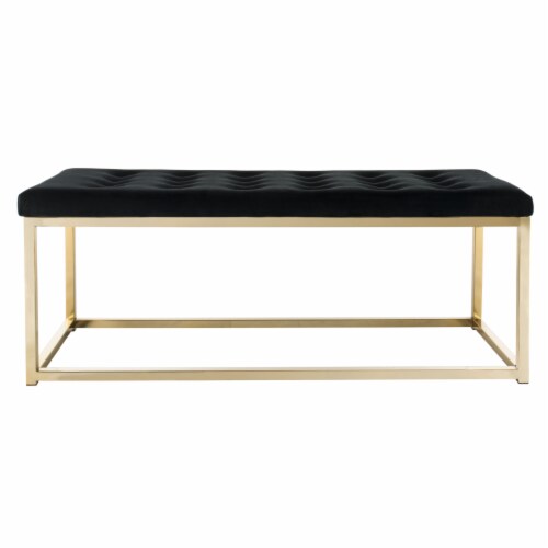 SAFAVIEH Reynolds Velvet Bench Black / Brass Perspective: back