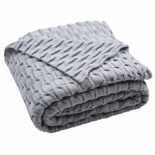 Safavieh Noela Knit Throw - Light Grey Perspective: back