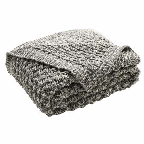 Safavieh Janan Knit Throw Blanket - Grey Perspective: back