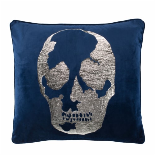 Safavieh Rayen Dark Blue Skull Pillow Perspective: back