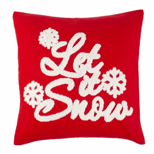 Safavieh Let It Snow Square PIllow - Red / White Perspective: back