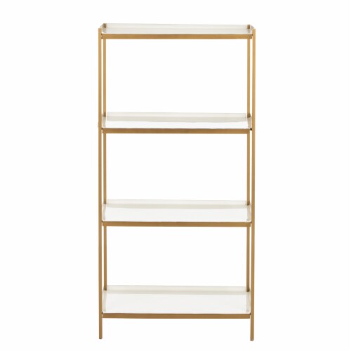 Safavieh ETG3200A Daniella 4 Tier Etagere, White & Brass Perspective: back