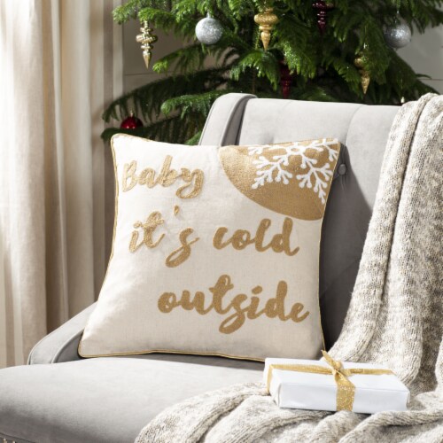 Safavieh Cold Outside Square Pillow - Beige/Gold Perspective: back