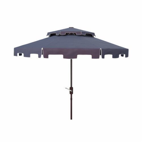 SAFAVIEH Outdoor Collection Zimmerman 9-Foot Market Umbrella Navy/White Perspective: back