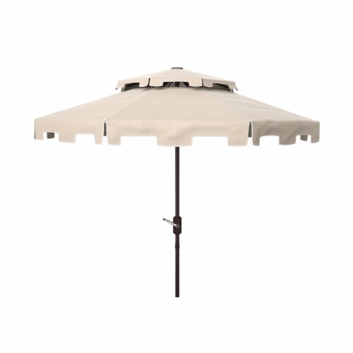 SAFAVIEH Outdoor Collection Zimmerman 9-Foot Market Umbrella Beige/White Perspective: back