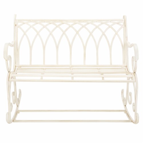 SAFAVIEH Outdoor Collection Ressi Rock Bench Pearl White Perspective: back
