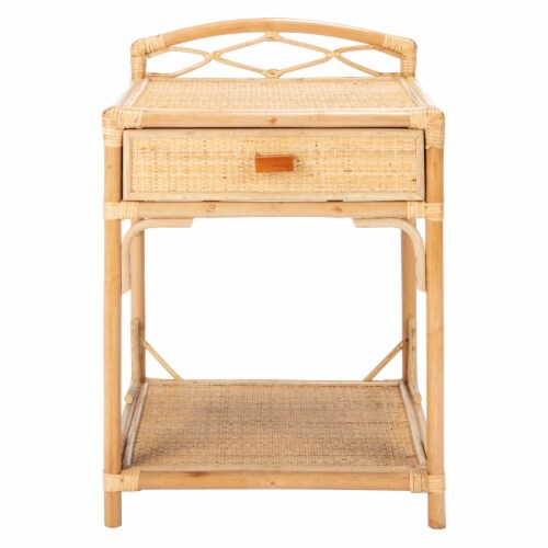 SAFAVIEH Bea 1-Drawer 1 Shelf Nightstand Natural Perspective: back